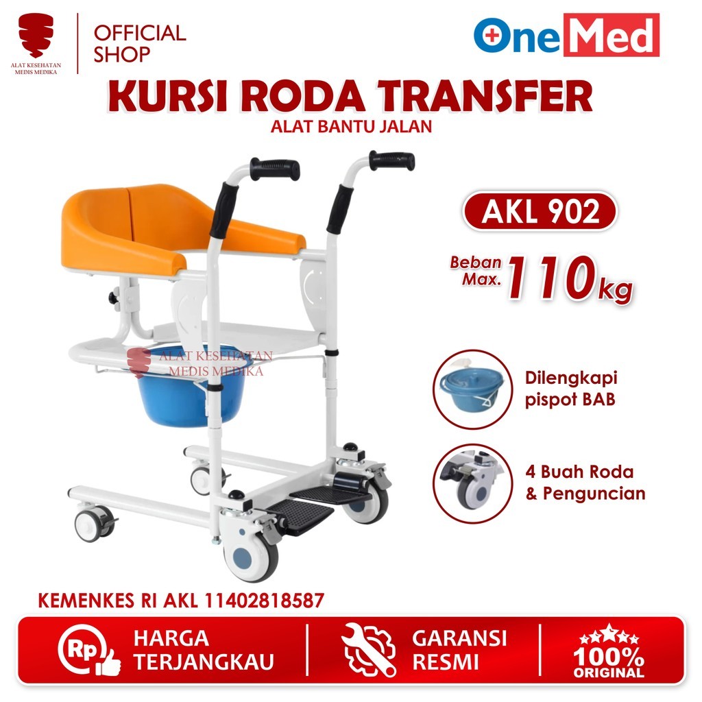 Kursi Roda Commode Transfer ALK902 Onemed Alat Bantu Gerak BAB Mandi Medis