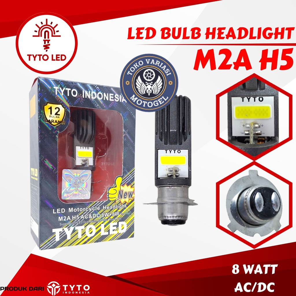 TYTO M2A H5 Lampu LED Bulb Headlight Ac/Dc Dual Beam 8Watt Waterproof