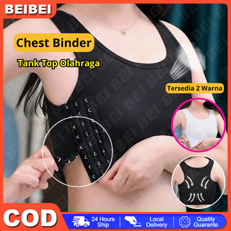 Ready Tank Top Olahraga Bernapas Breast Binder Chest Binder/ Perata Dada Kait Samping Half Tank Top 