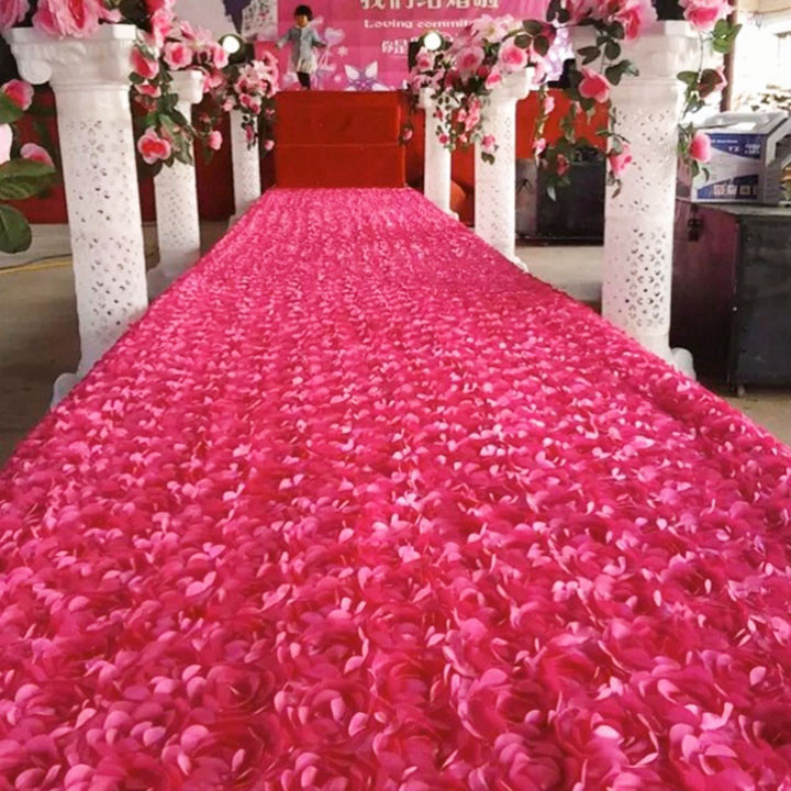 Kain Backdrop Taplak Meja Satin Rosette Decoration Cloth - Fuchsia