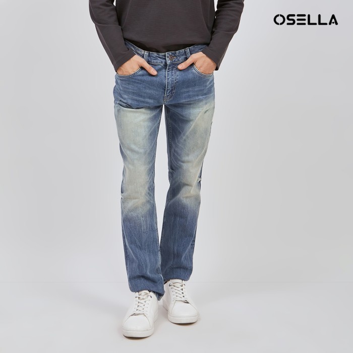 Osella Thomas Slim Fit Jeans In Medium Indigo Blue 208O5002A2 | Celana Panjang Jeans Pria