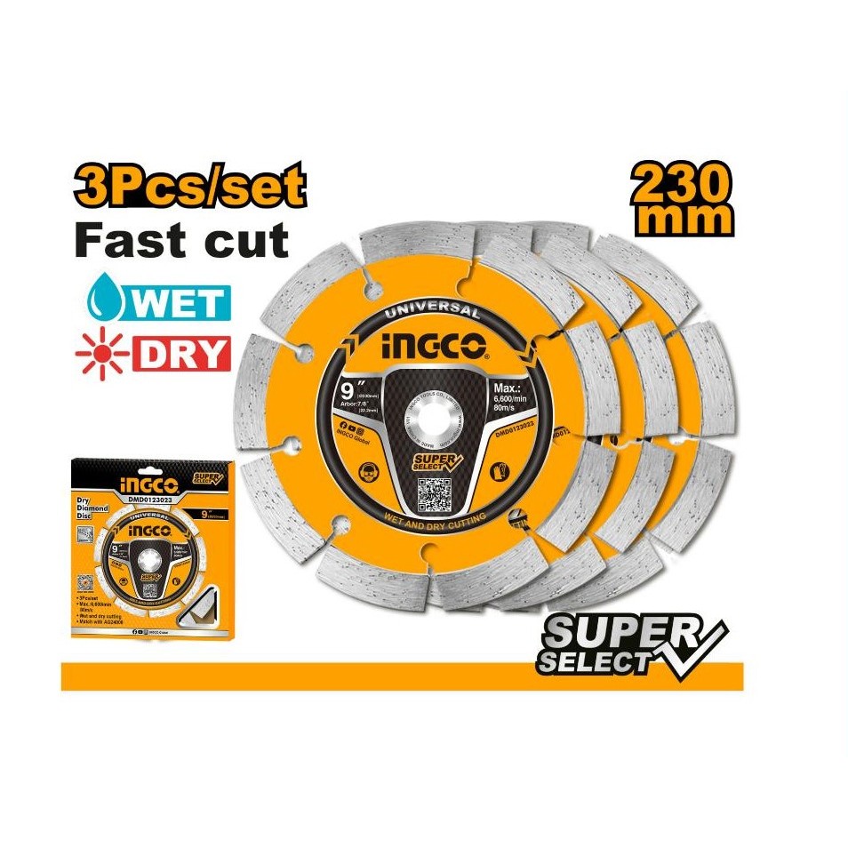 (INGCO) - DIAMOND WHEEL DRY 9" INCH SET 3PCS INGCO DMD0123023