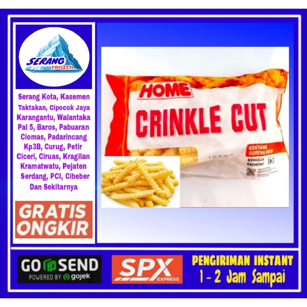 Kentang HOME Crinkle cut 1Kg, Kentang Beku, Serang Frozen