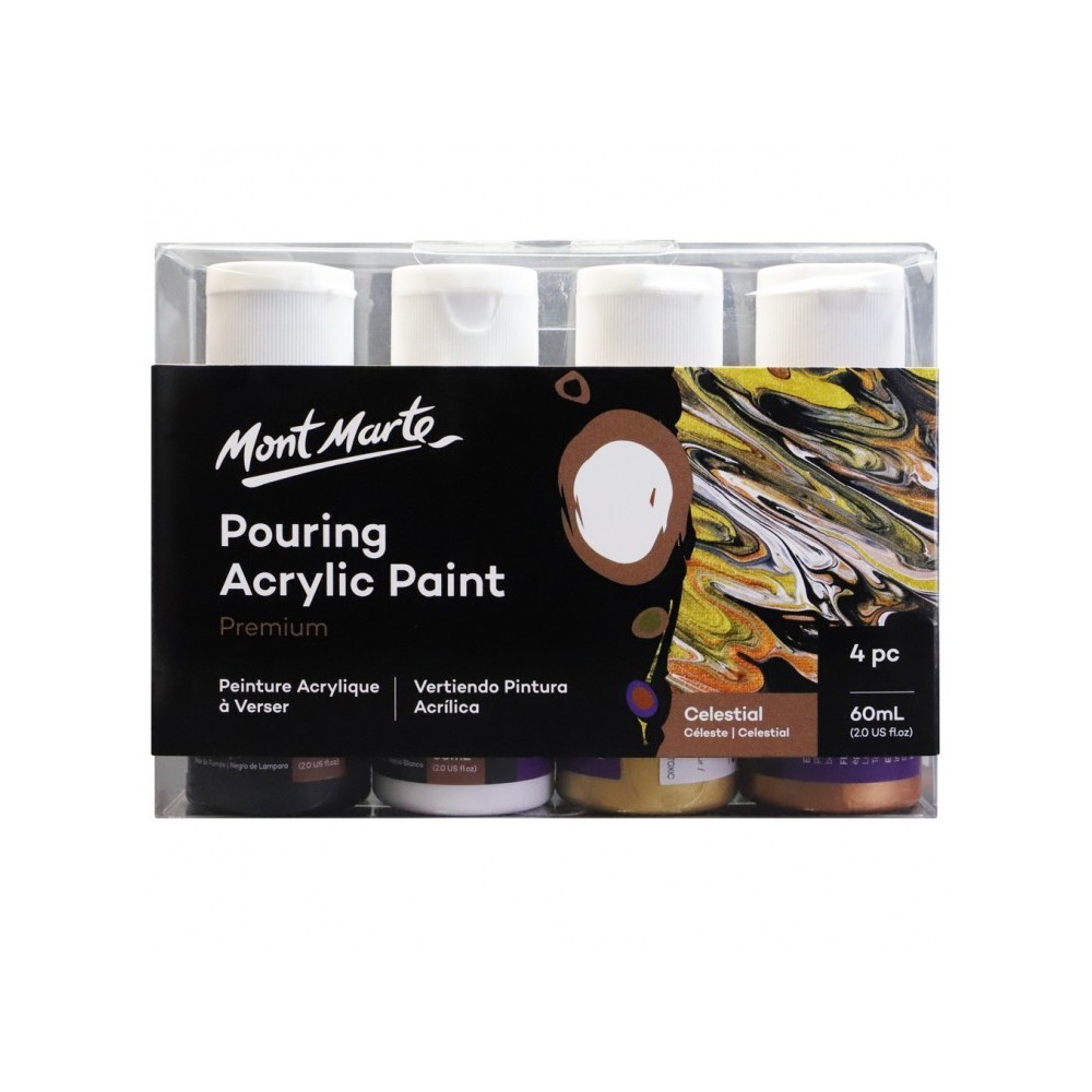

Mont Marte Pouring Acrylic Paint 60ml 4pc Set - Celestial / Cat Akrilik