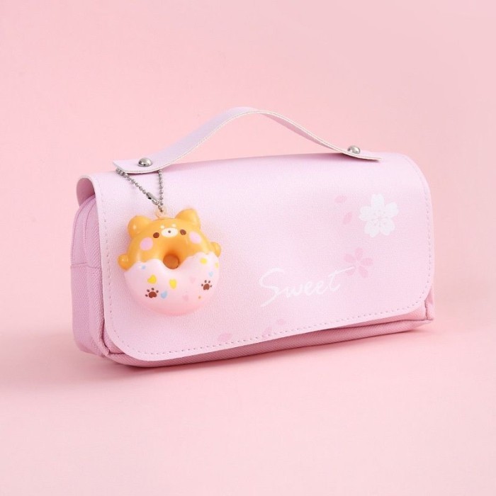 

[Collection New]PROMO Kotak pensil squishy tenteng lucu, Kotak pensil besar - pink donat