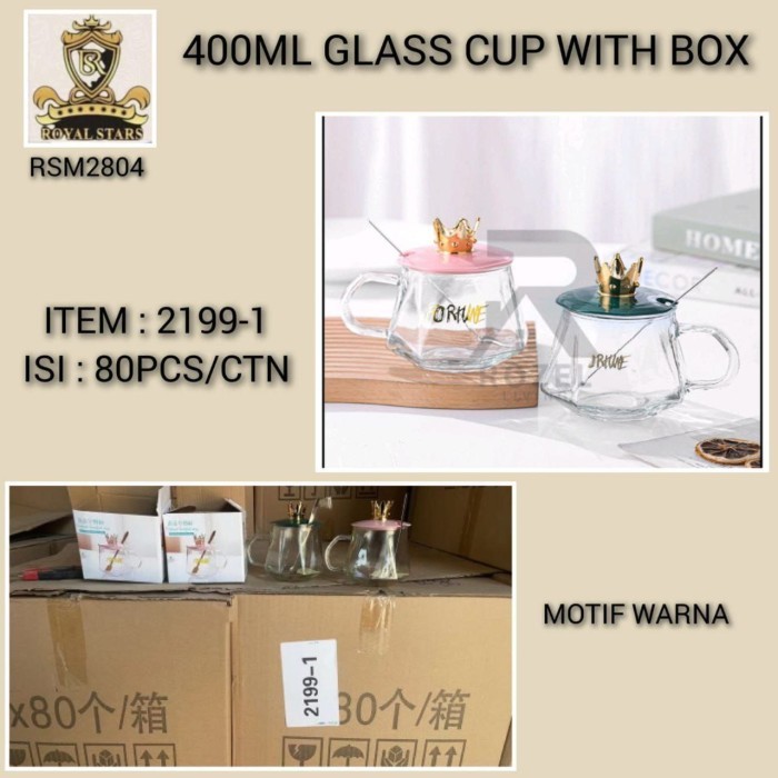 MUG CROWN KACA 400ML / MUG KACA MAHKOTA