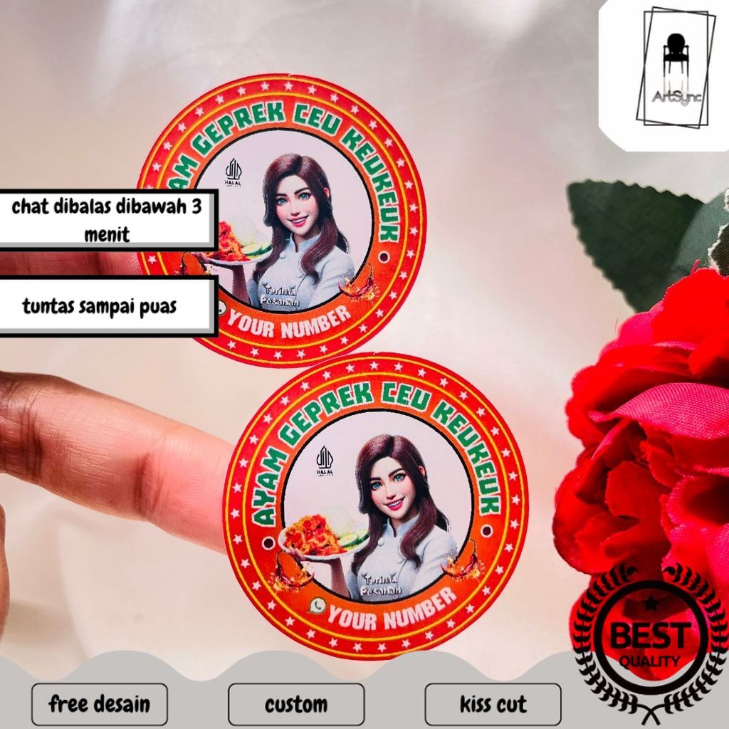 

Syncart 5-8 Ready Stiker Label Makanan Berat Ayam Geprek Goreng Sticker Bulat Free Desain Custom
