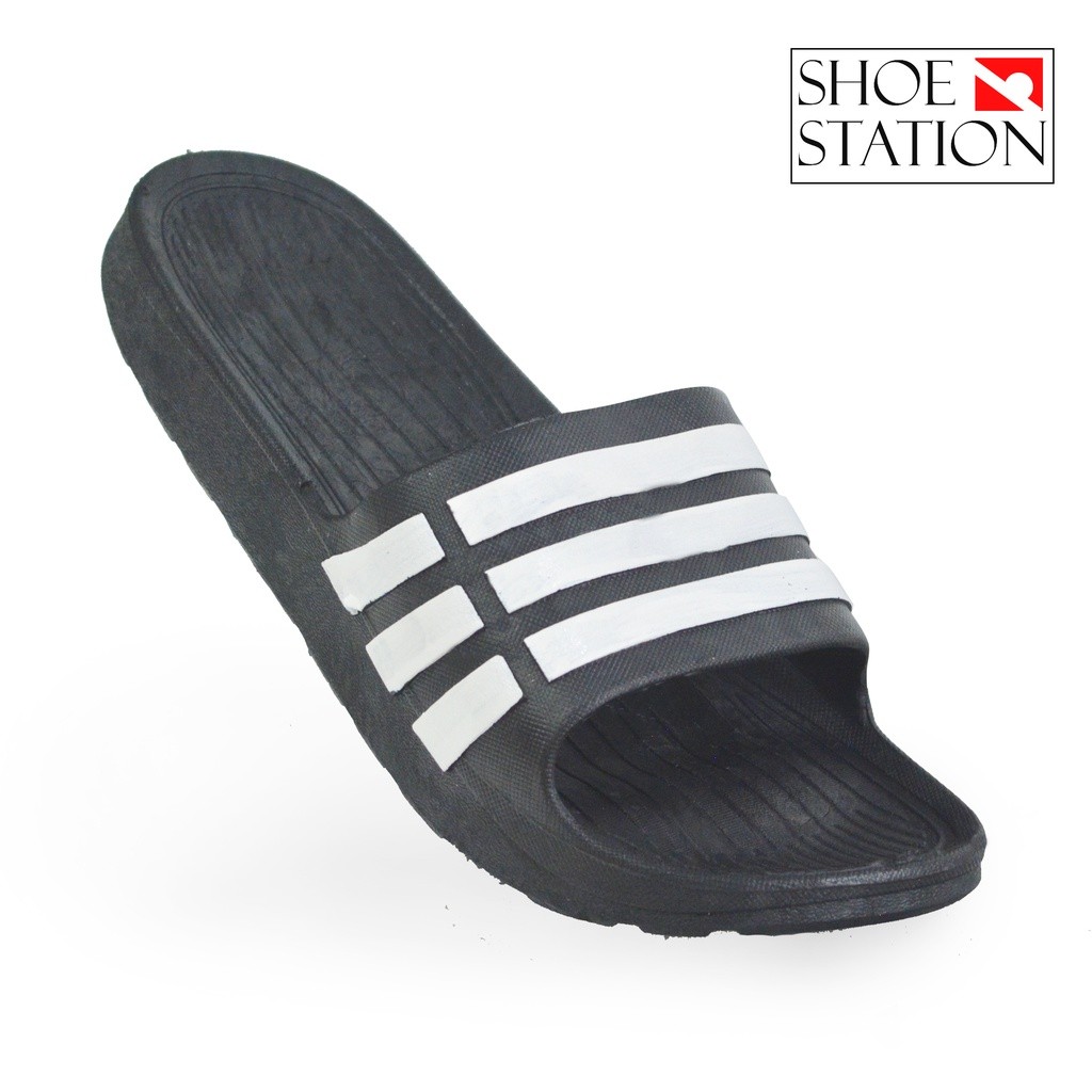 [SALE BESAR] Sandal Pria Slip On Casual Motif 3 Strip Bahan Karet Jelly Premium Size 39-44