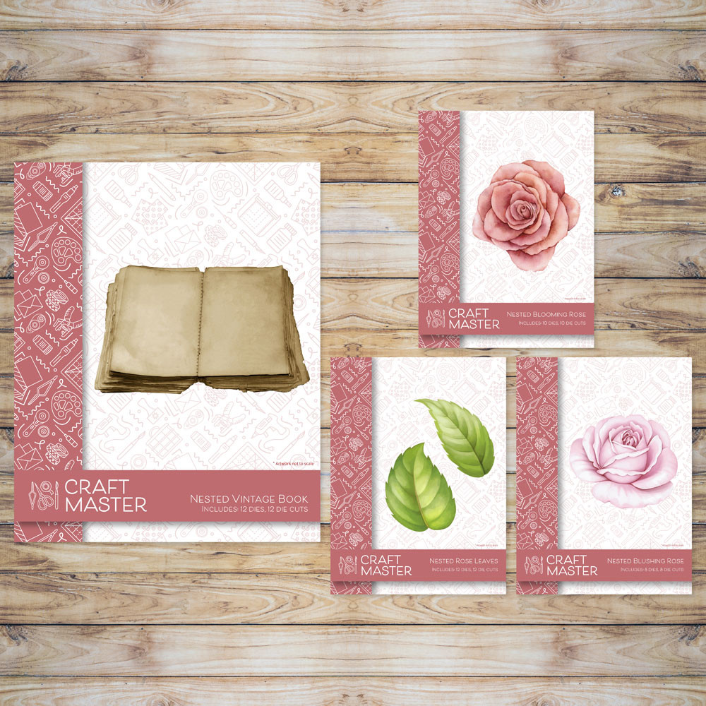 

Vintage Book Nested Rose Leaves Flowers Metal Cutting Dies Silicone Stamps Scrapbooking Stencil Photo Album Card DIY Paper Embo