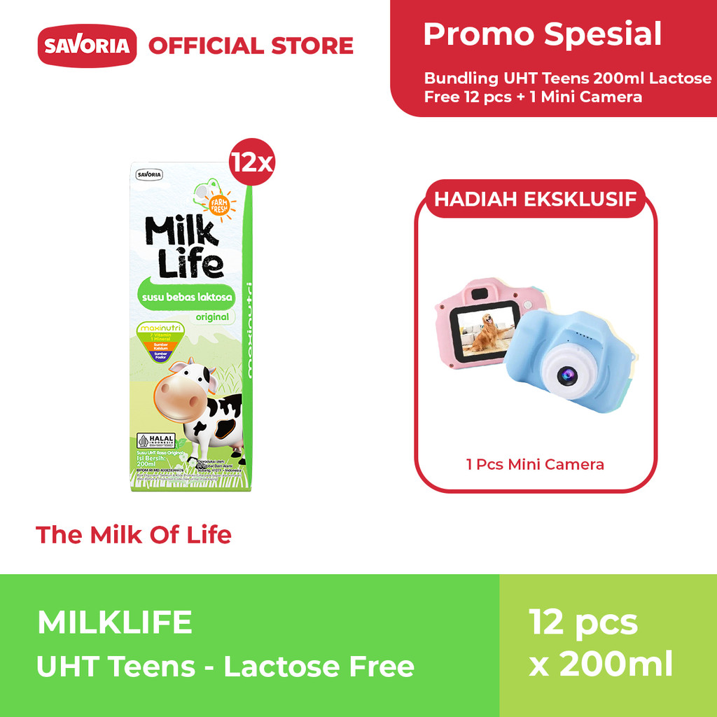 

MilkLife UHT Teens Lactose Free 12 Pcs x 200ml + Mini Camera