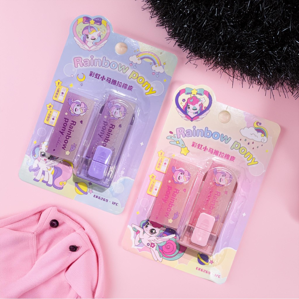 

Penghapus Mekanik + Refill Rainbow Pony / Penghapus Slide Dispenser Kuda Poni / Push Sliding Eraser / Hapusan Tarik Dorong