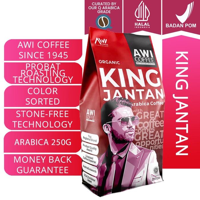 

Awi Coffee King Jantan Peaberry 250Gr Biji | Arabica Roasted Coffee Bean Mandheling Specialty - Beans (Biji)