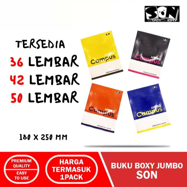 

(1 PAK) Buku tulis SON Campus 42 50 Lembar - SON Campus Buku Tulis Boxy 42 Lembar 50 Lembar