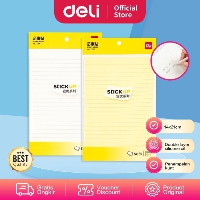 

DELI043 Sticky Notes / Memo Tempel Bergaris 50 lembar 20cm Lem Kuat 21582 Y1683