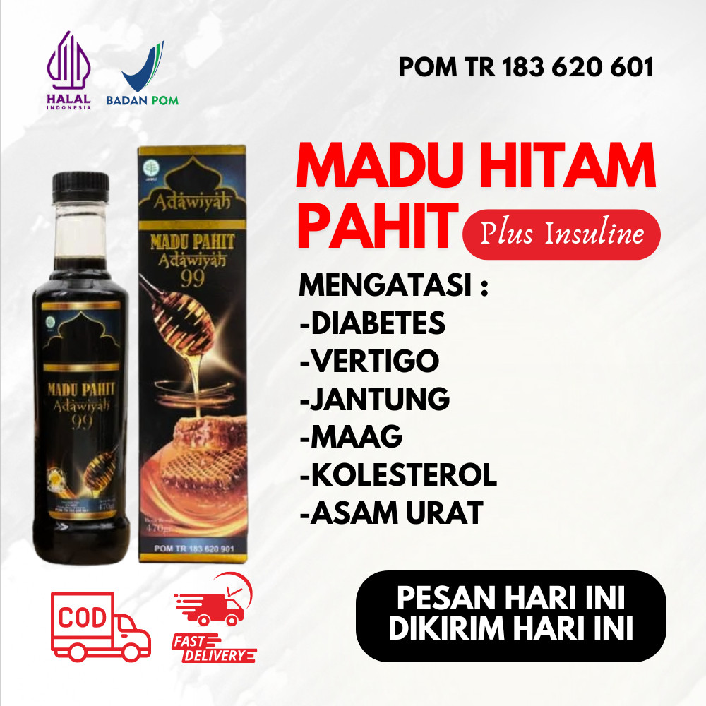 

Madu Hitam Pahit Madu Diabetes Kolesterol Asam Urat Adawiyah99 470gr