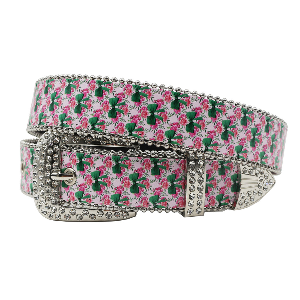 Printed Belt Rhinestone Belt Western Belts Y2k Cowboy Cowgirl Studded Belt Goth Emo Skull Sequin PU 