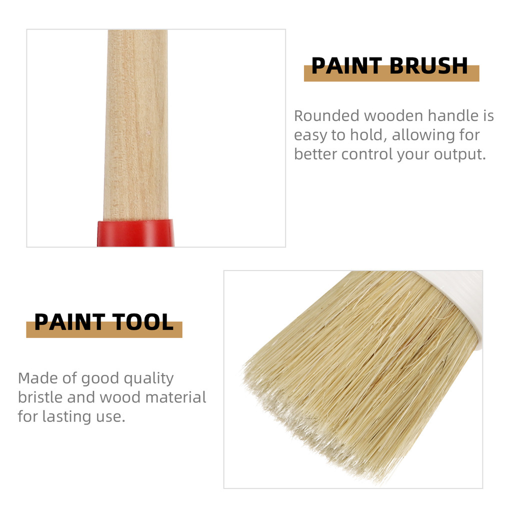 

3pcs Paint Set Round Bristle Brush Wood Handle Household Glue Oil Varnishes Cleaning Tool Durable Artist Home Brush