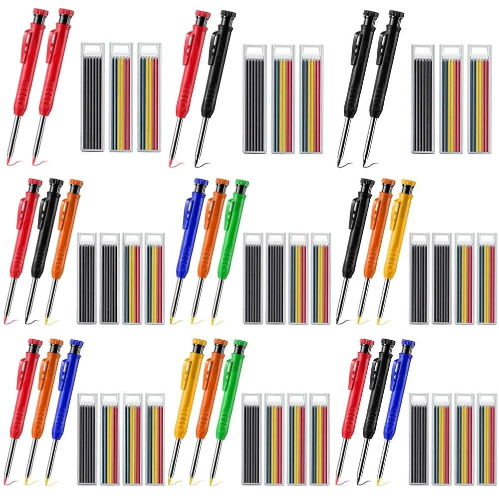 

5/7Pcs Solid Carpenter Pencil Set Woodworking Tools Mechanical Pencil Set Construction Carpenter Marker 3 Colors Refill Scriber