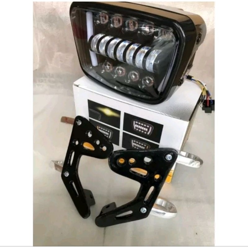 Lampu Daymaker RX King Oval Kotak Set Batok Set Breket Model Bpro Hitam