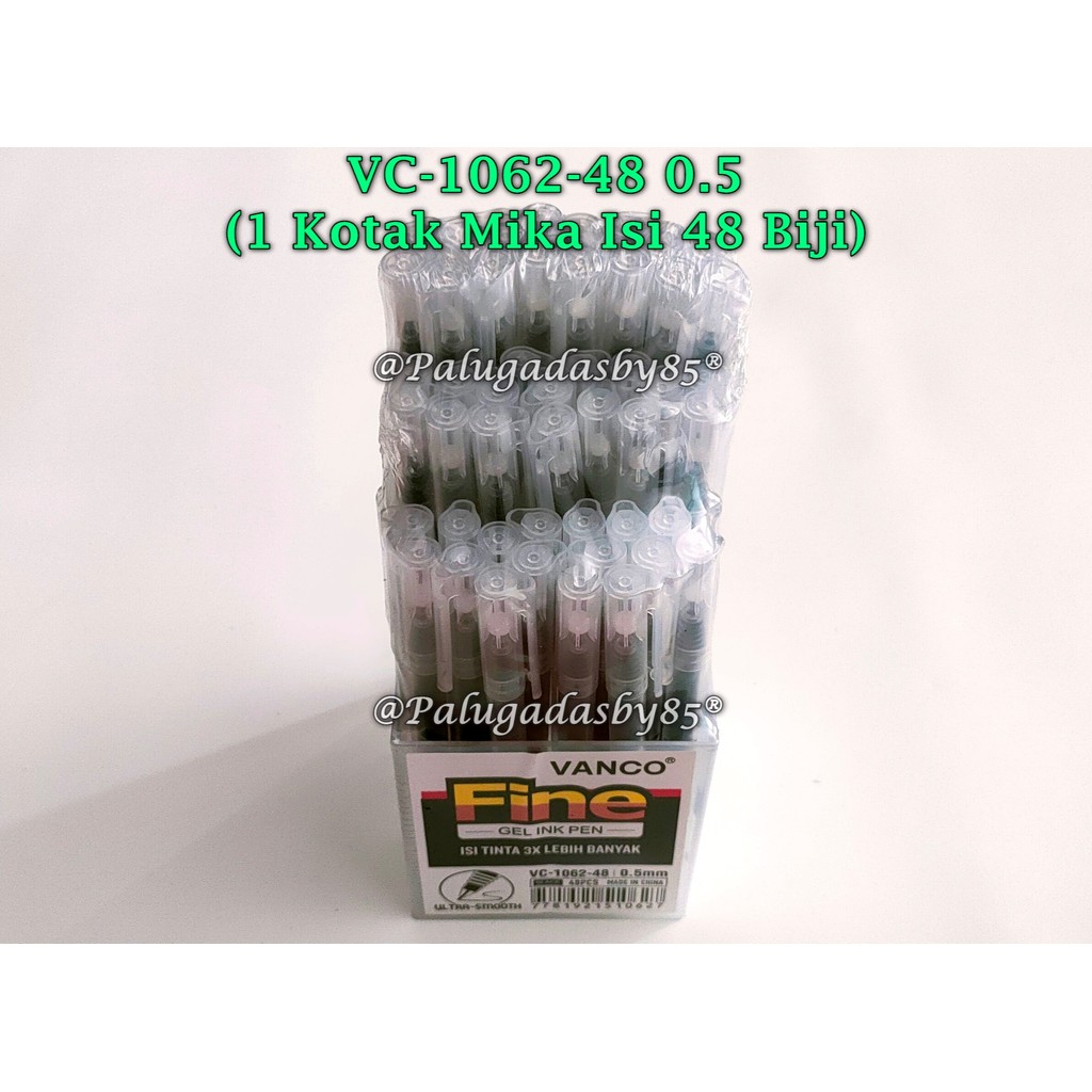 

(1 Kotak Isi 48 Pcs) Gelpen VANCO VC-1062-48 Fine 0.5 mm Gel Pen Hitam / Bolpen VANCO VC-1062-48