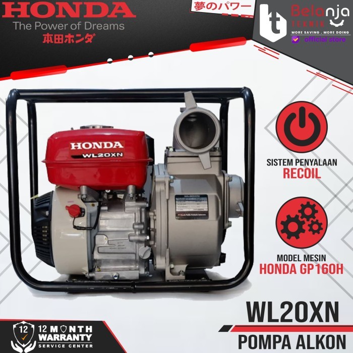 Honda Mesin Pompa Air Irigasi WL 20 XN Pompa Alkon 2 Inch WL20XN 7.5 Meter