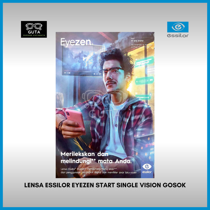 Lensa Kacamata Essilor Crizal Eyezen Start Index 1.59 Single Vision Original
