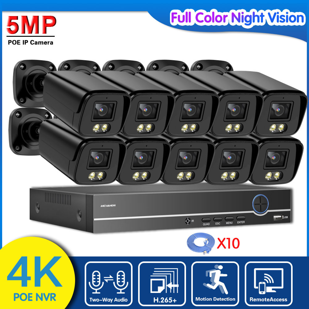 4K 10CH POE NVR Security Camera System Color Night Vision 5MP POE IP Camera Video Surveillance Kit 2