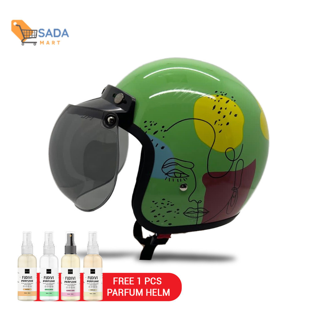 KSY HELM BOGO MOTIF ART ALL SIZE LIST HITAM JF-5 + FUDIVI PARFUM HELM HELMET UNISEX ALL VARIAN SADA 