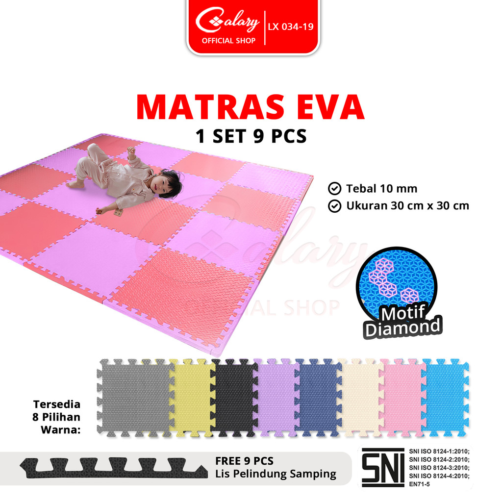 SPEEDS Matras Puzzle Eva 30x30cm 10mm Alas Puzzle EVA Mat Empuk Bermain Tidur Anak Karpet Bongkar Pa