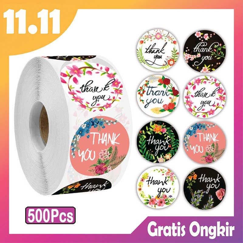 

FXG - 1 Roll 500 PCS Sticker Label Makanan Tulisan Thank You For Your Order I Stiker Packing STC01