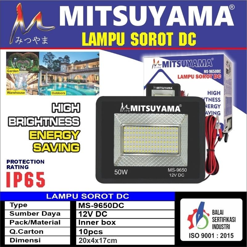 Lampu Sorot Aki LED 50 Watt Lampu Sorot DC LED 50W Cahaya Putih Lampu Sorot MITSUYAMA MS-9650DC Lamp