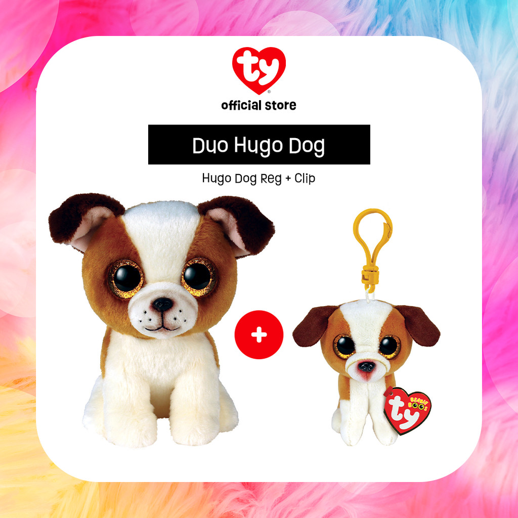 TY Duo Hugo Dog  - Paket Boneka dan Gantungan Kunci Karakter Anjing - Gift Set Giftset Hadiah Kado N