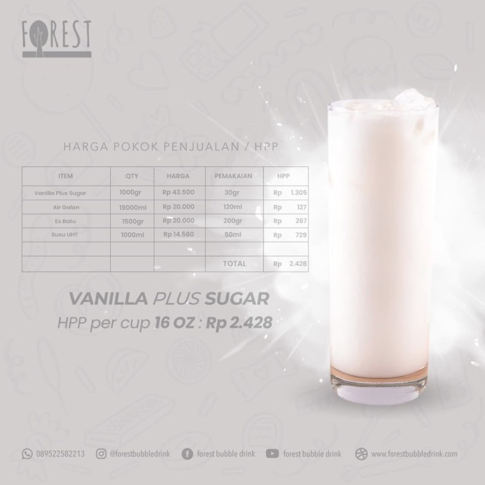 

✨NEW✨ -Bubuk Minuman Rasa VANILLA 1000g Plus Gula - FOREST Bubble Drink - BubbleWrap
