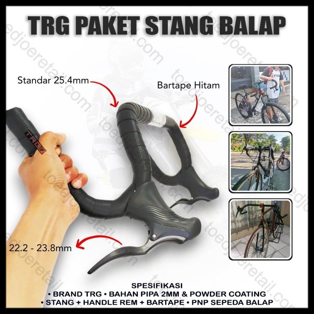 TRG Paket stang setir sepeda fixie dropbar roadbike non os dan rem + bar tape fixie sepeda balap