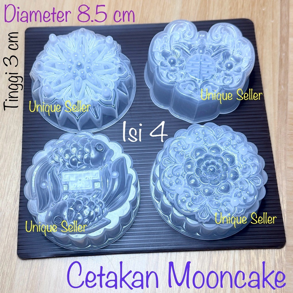 [Isi4] Cetakan Kue Bulan Mooncake Plastik 8.5 cm / Cetakan Pudding Puding Agar Jelly Jelli Jeli Mooo