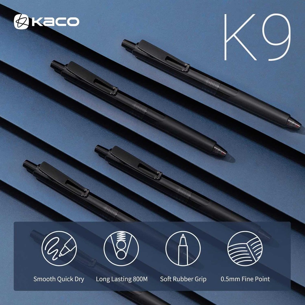 

Kaco Pena Pulpen Gel 0.5mm Double Bead Pen Quick Dry Black Ink 1 PCS - K9