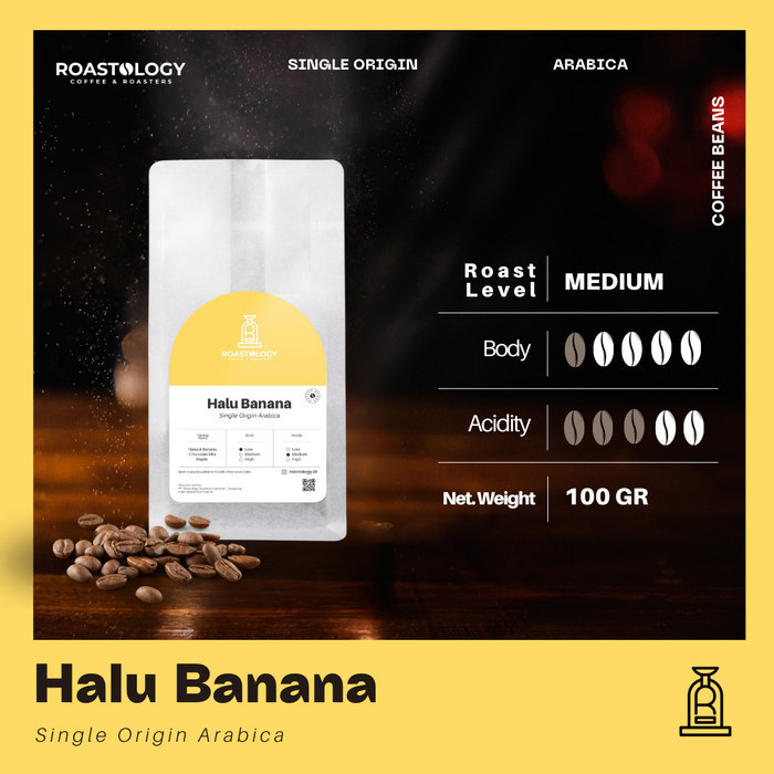 

Halu Banana Coffee 100 gram Biji Kopi Spesial
