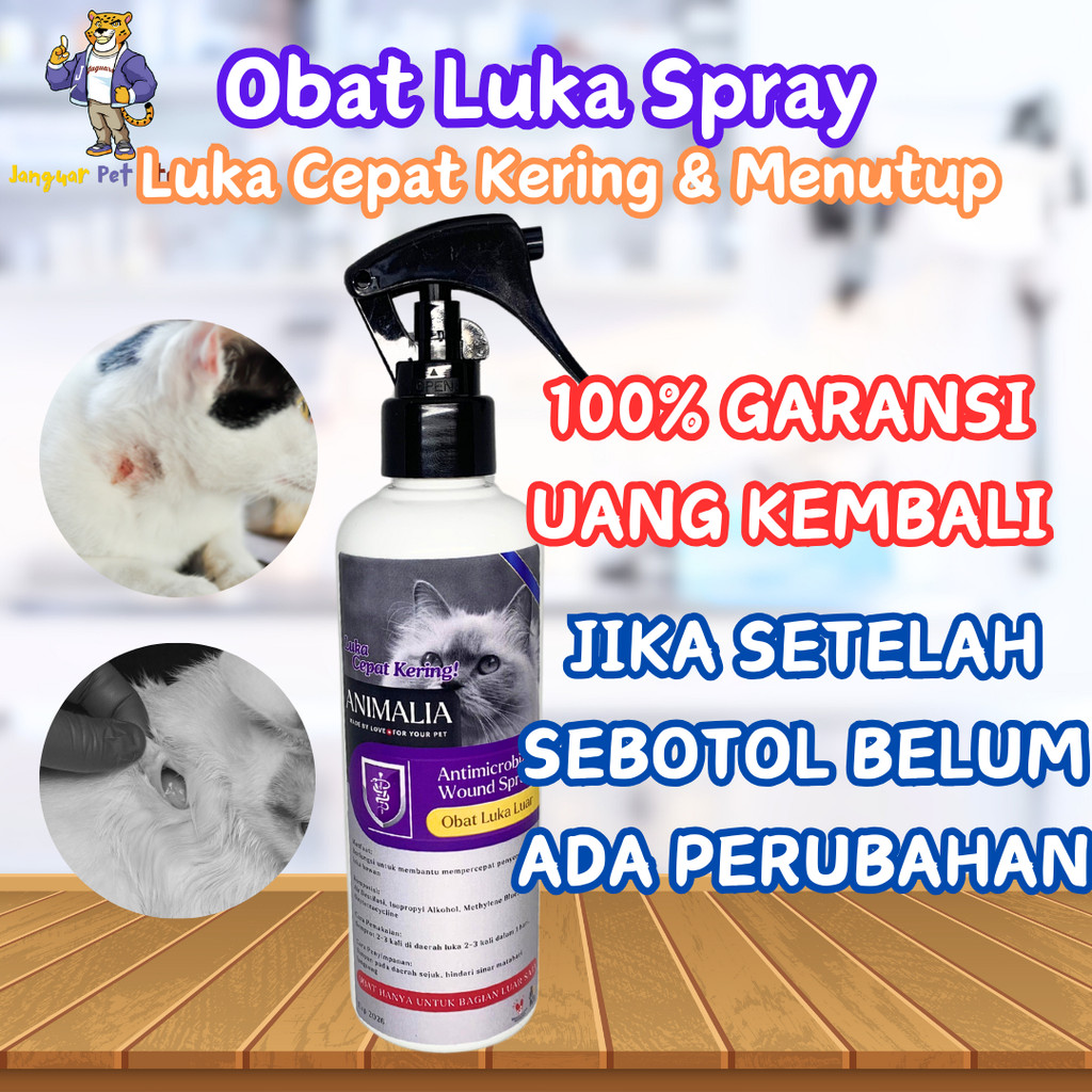 OBAT SPRAY LUKA KUCING MENGOBATI SEMUA JENIS LUKA LUAR PADA KUCING SEPERTI LUKA BASAH LUKA KERING LU