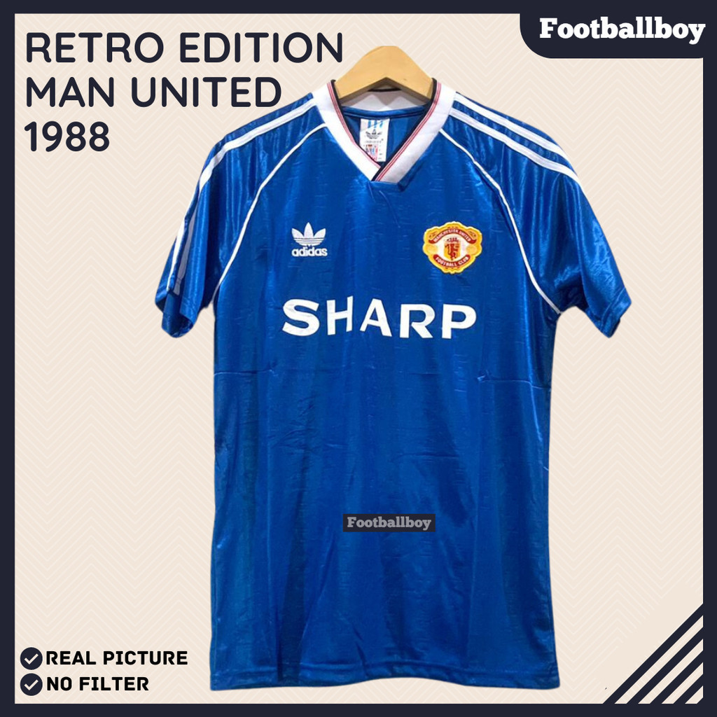JERSEY BAJU BOLA RETRO VINTAGE MU EMYU AWAY 1987 1988 BLUE BIRU GRADE ORI IMPORT