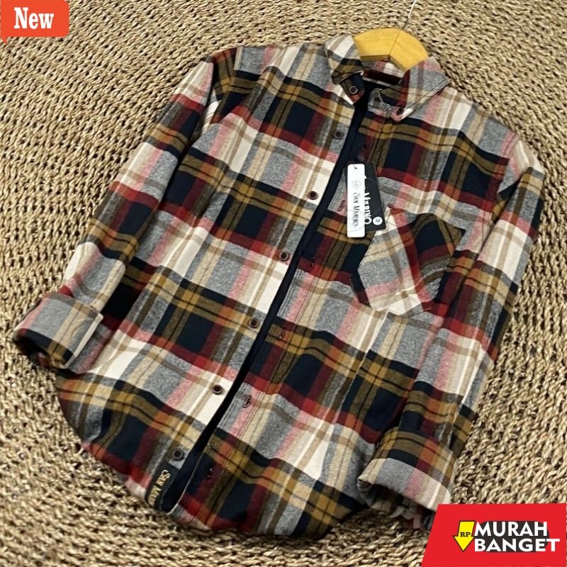 kemeja kotak kotak cowok Kemeja Flanel Pria Wanita Long Sleve Slimfit Motif Kotak Bahan Premium