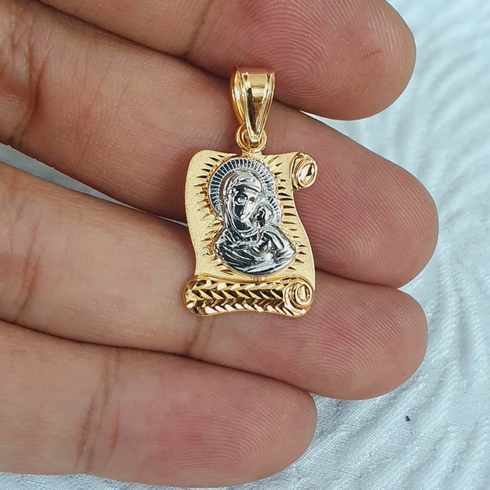 liontin bunda maria kombinasi emas 70% 700 70 %