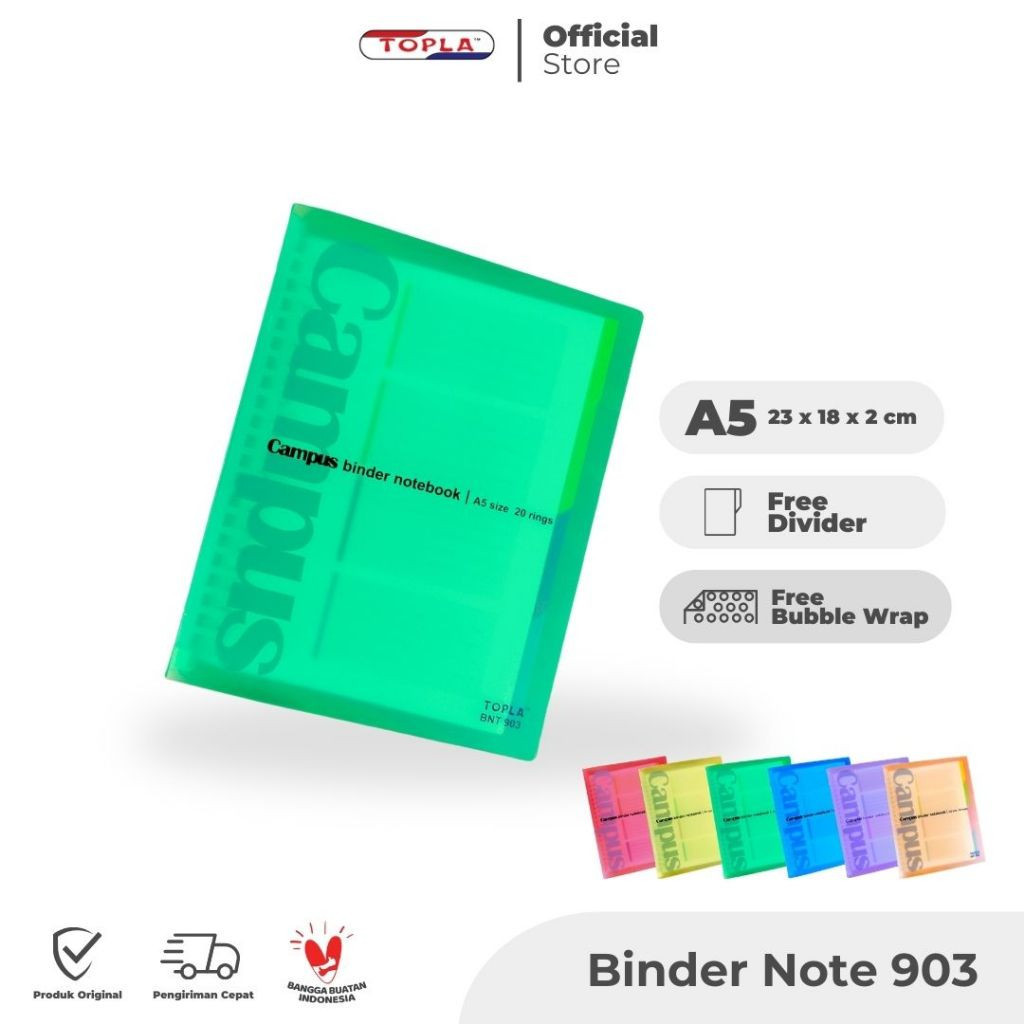 

TOPLA Binder Note 903 - Buku Catatan A5 20 Ring untuk Sekolah, Kuliah & Planner