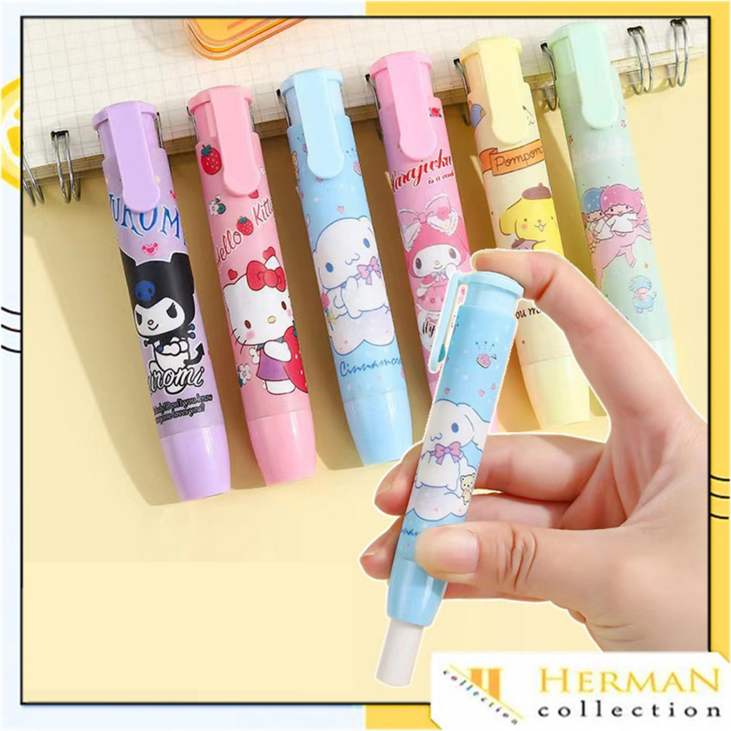 

HC Penghapus Pensil Mekanik Karakter Mechanical Eraser Lucu Hapusan Eraser Lipstik Retractable Cute Eraser Korean Style Penghapus Pencil