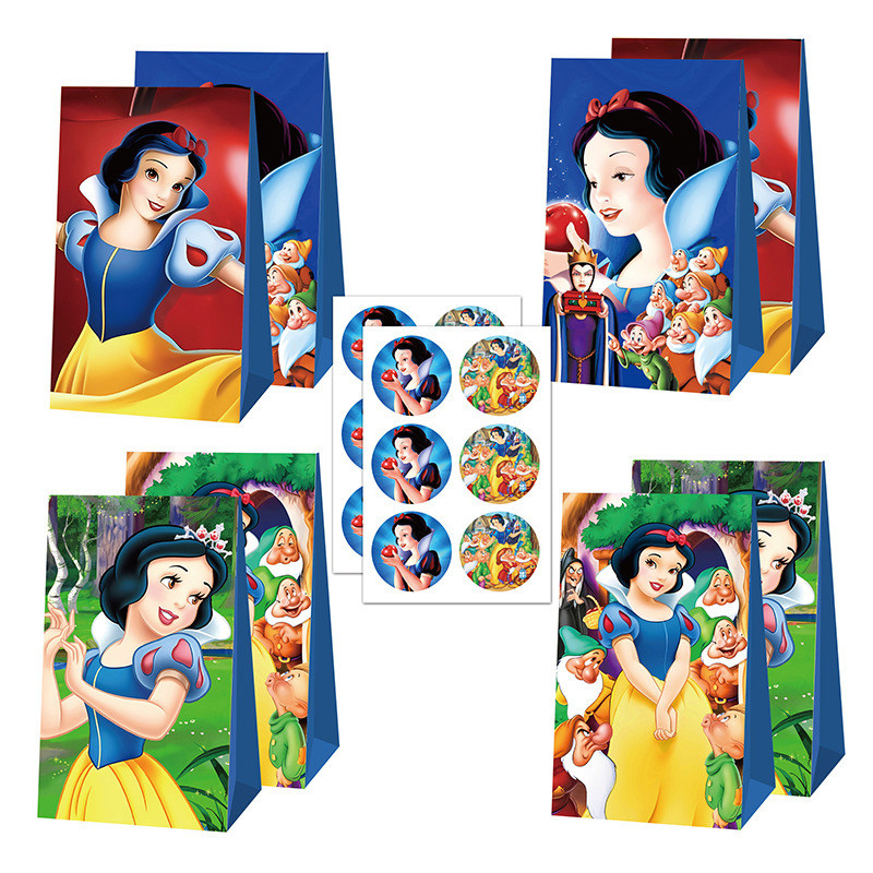 

12/36Pcs Disney Princess Paper Candy Bag Girl Birthday Party Decoration Disposable Princess Snow White Gift Box Supplies