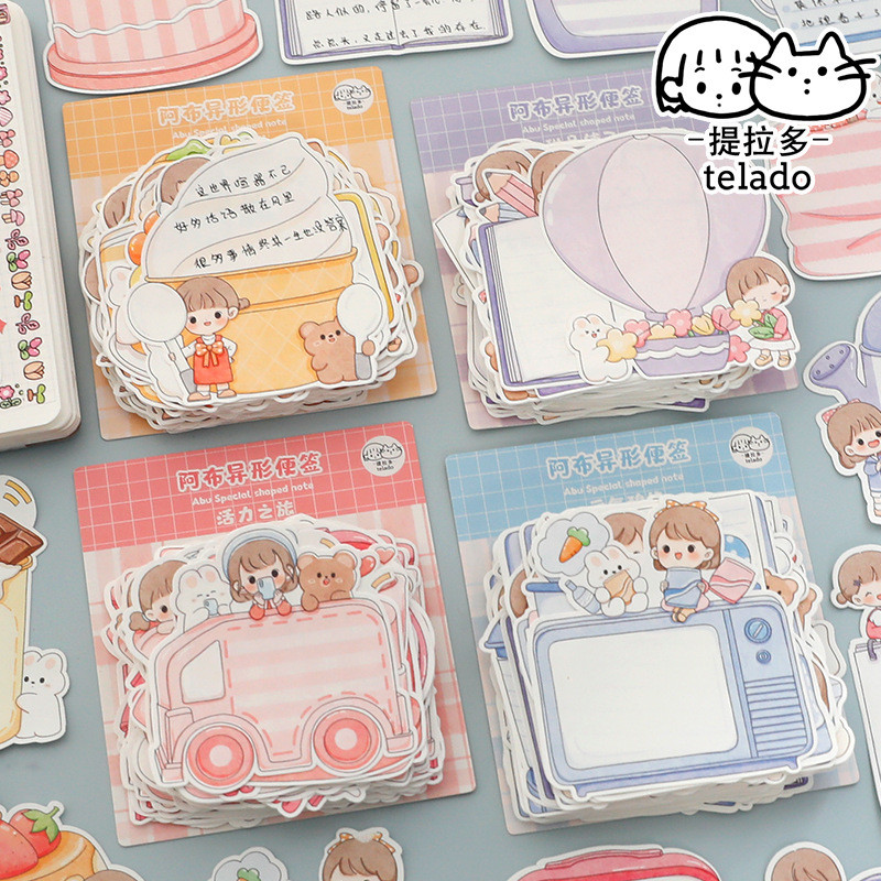 

100pcs/lot Memo Pads Material Paper Cartoon Pudding Cake girl Junk Journal Scrapbooking Cards Retro Background Decoration Paper