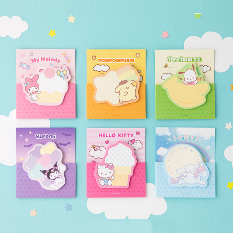 

6pcs/lot Sanrio Melody Kuromi Memo Pad Cute Kitty Sticky Notes Stationery Label Notepad Planner Sticker Post School Supplies