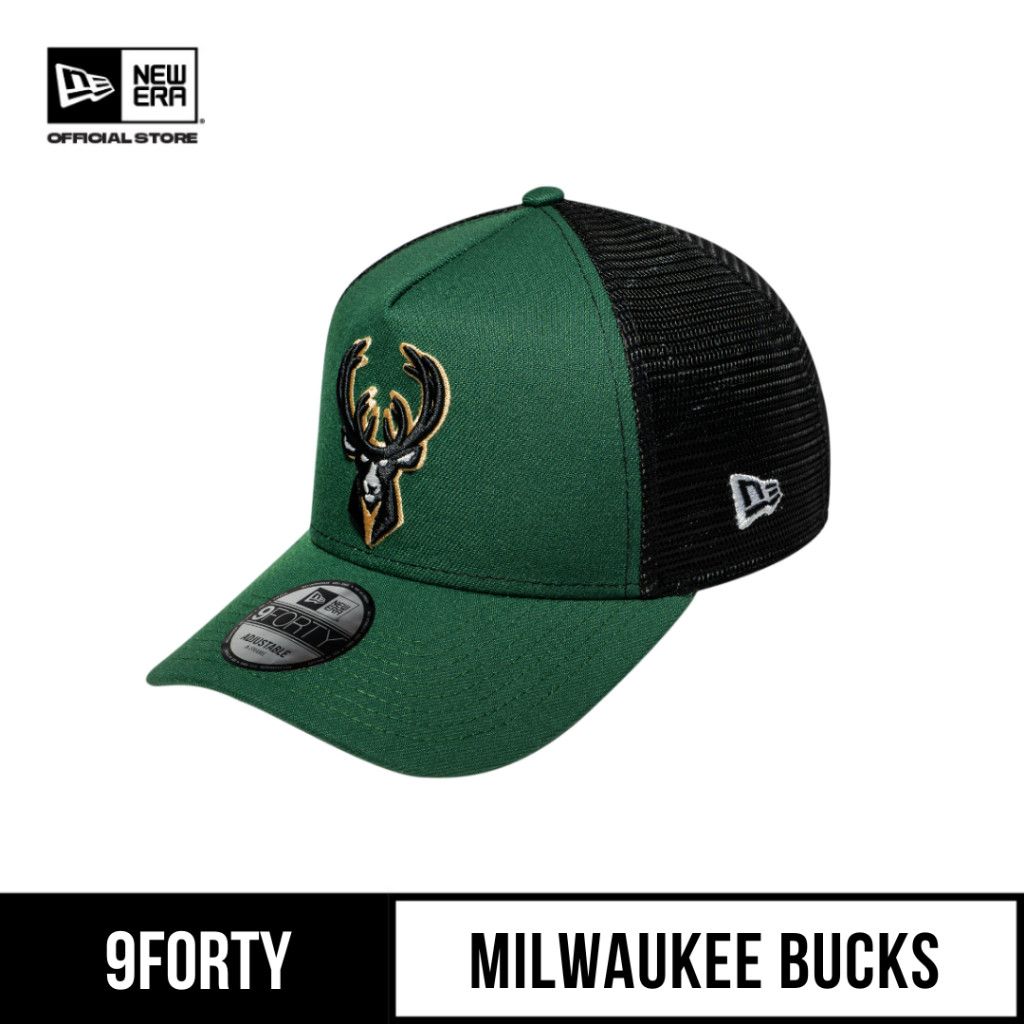 New Era 9FORTY A-Frame Trucker Milwaukee Bucks Green Snapback Cap