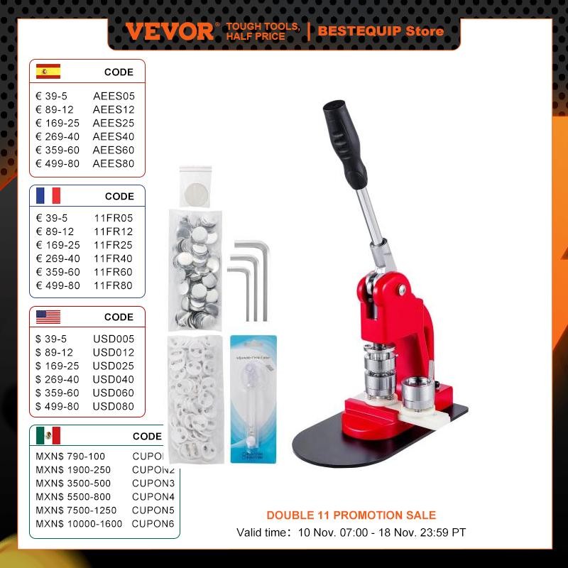

VEVOR 25MM Badge Maker Machine DIY Button Pin Brooches Press Making Tool with 1000Pcs Circle Manufacture Button Parts