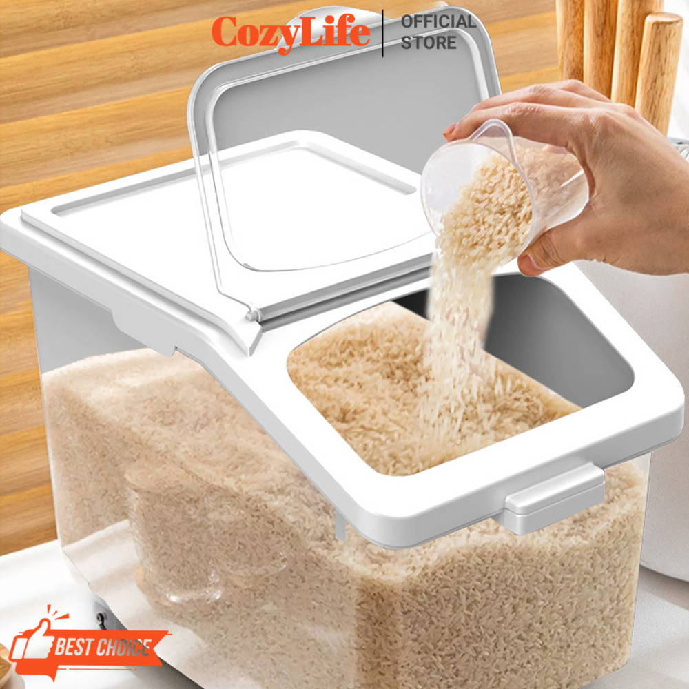 COZYLIFE Penyimpanan Beras/Rice Box/ Tempat Menyimpan Beras Kotak Penyimpanan Beras Makanan Plastik 