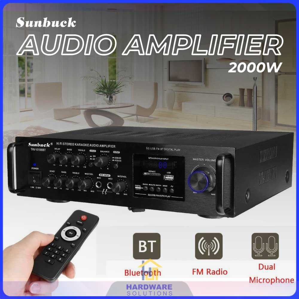Sunbuck Bluetooth EQ Audio Amplifier Home Theater FM 2000W - TAV-6188BT